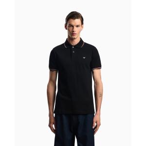 エンポリオアルマーニ イーグル 筆記体 ロゴ刺繍 ポロシャツ ネイビー EMPORIO ARMANI ポロシャツ 「エンポリオ アルマーニ」ポロシャツ