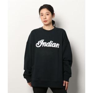 レディース スウェット 「INDIAN」 刺繍+発砲プリント オーバーサイズトレーナーの商品画像