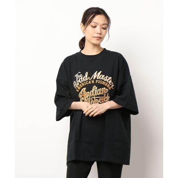 tシャツ INDIAN刺繍+プリント　オーバーサイズTシャツ レディース メンズ
