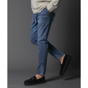パンツ デニム ジーンズ RE PET VERTICAL STRETCH DENIM：サステナブル リサイクルデニム 立体裁断イージーデニムパンツ