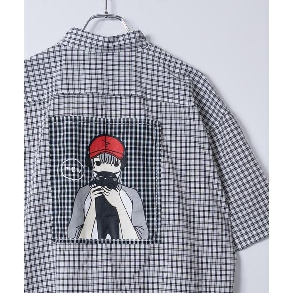 シャツ 「a-r」「RedCapGirl/レッドキャップガール」フリンジアップリケ ミニチェック半袖...