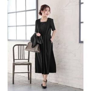 ドレス ポケット付きタックミモレ丈マルチドレス