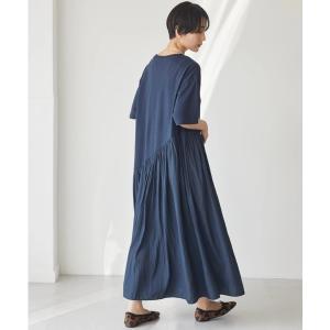 ワンピース 異素材ギャザーワンピース