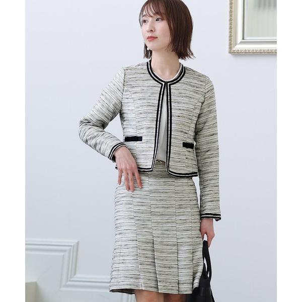 セットアップ プリーツノーカラージャケットセレモニースーツ入学式＆ツイードラメセットアップフォーマル...