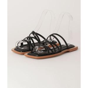 サンダル ANGEL ALARCON (アンヘル アラルコン)スクエアトウのストラップフラットサンダル レディース