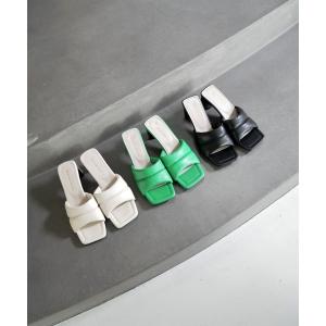 サンダル プレートヒールパデットサンダル/25204