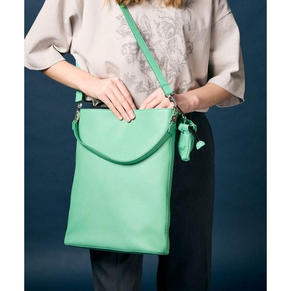 ショルダーバッグ 「ユニセックスアイテム」巾着チャーム付きレザー2WAYショルダーバッグ「MAISO...