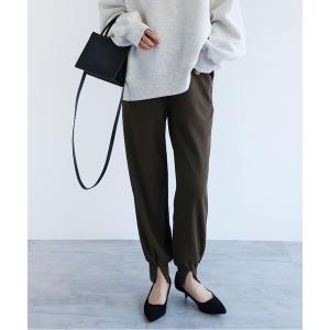 パンツ 梨地ポンチセンタースリットジョガーパンツ