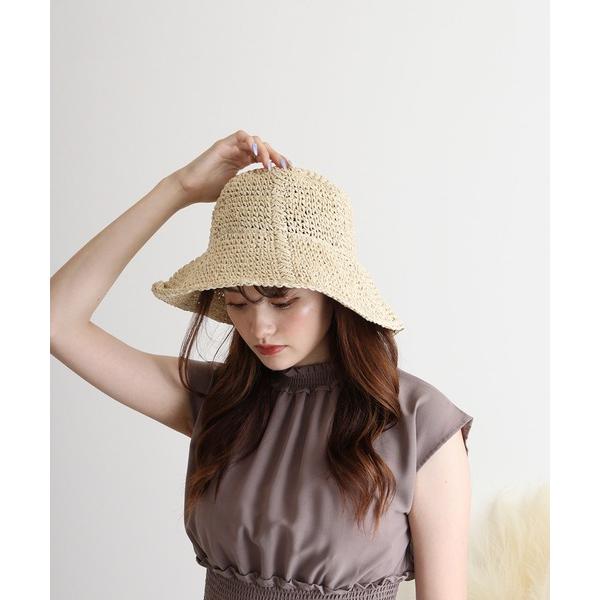 帽子 ハット ペーパークロシェ編み キャペリンハット レディース