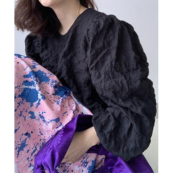 ブラウス シャツ シフォンパフスリーブ トップス レディース