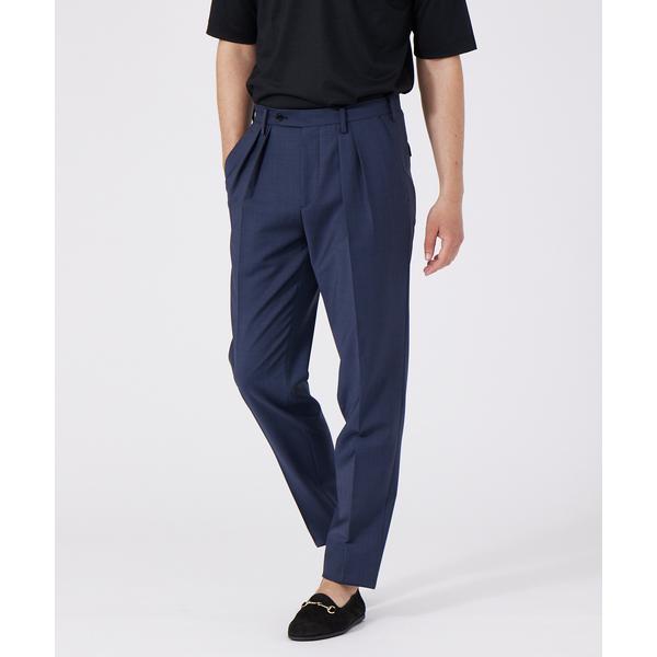 スラックス 「セットアップ対応」ストレッチウールナイロントロピカルソリッド ツータックパンツ メンズ