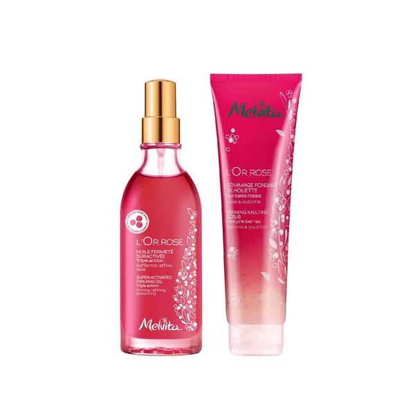 コスメセット コフレ メルヴィータ melvita ピンクのオイル＆スクラブセット