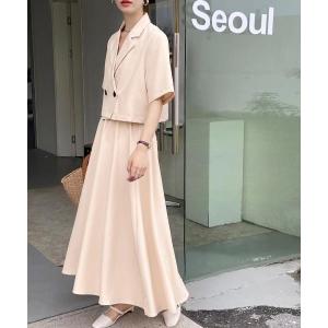 セットアップ ショートテーラーサマージャケット＋フレアスカート　セットアップ レディース