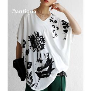 tシャツ Tシャツ レディース 花柄ドルマンTシャツ