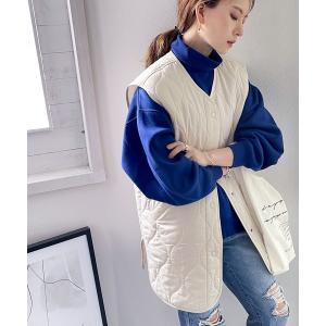 ダウンベスト ダウン 《JaVaジャバ コラボ》女っぽく味つけ。中綿キルティングミリタリーベスト