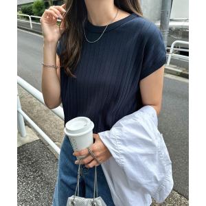tシャツ Tシャツ コットンフライスフレンチスリーブリブトップス