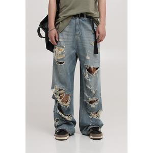 MASONPRINCE ジーンズ ルーズフィット ハードダメージ デニム ハーフ