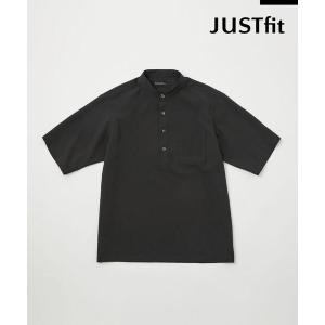 シャツ ブラウス 【WEB限定】JUSTFIT サッカー プルオーバー バンドカラー 半袖 シャツ