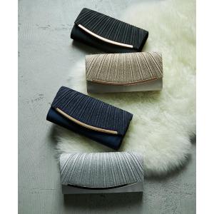 クラッチバッグ パーティーバッグ ラメサテンプリーツパーティークラッチバッグ レディース