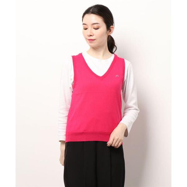 ベスト ジレ 「rienda suelta」rマーク刺繍ベスト ブラック 　ゴルフウエア レディース