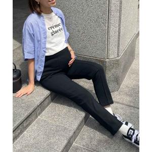 マタニティ のびのびストレッチセンターラインマタニティテーパードパンツ