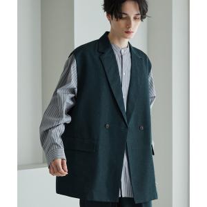 ベスト ジレ ナチュラルシャンブレーファブリック オーバーテーラードダブルジレベスト メンズ レディース