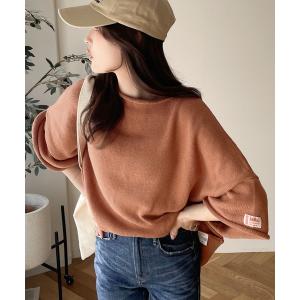 tシャツ Tシャツ 《JaVaジャバ コラボ》もっちり肌触り。コットンブレンド7分袖丈ニットプルオーバー