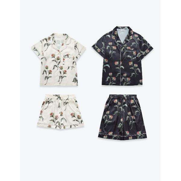 パジャマ ルームウェア サテンフラワーパジャマ/半袖セット「ペアパジャマ/限定BOX付」／SLEEP...