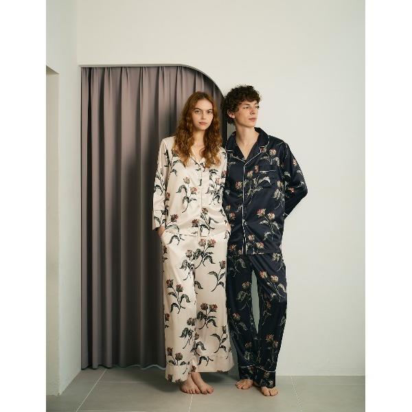 パジャマ ルームウェア サテンフラワーパジャマ/長袖セット「ペアパジャマ/限定BOX付」／SLEEP...