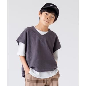 アンサンブル サッカー生地ベスト Tシャツセットアップ