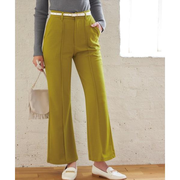 スラックス パンツ カットジョーゼットピンタックパンツ レディース