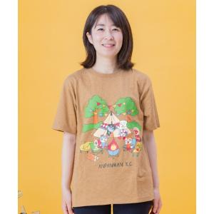 tシャツ Tシャツ レディース キャンプ柄Tシャツ大人