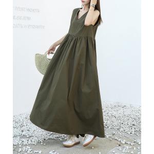 ワンピース ノースリーブ　前後2WAYマキシ丈ワンピース