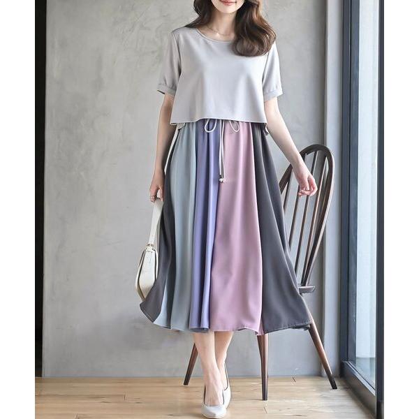 ワンピース カラフルパッチワークドッキングワンピース