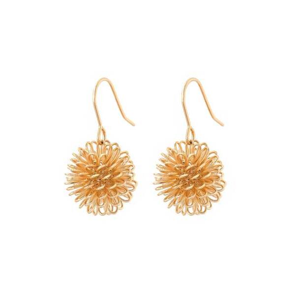 ピアス ポンポンフラワーのフックピアス レディース
