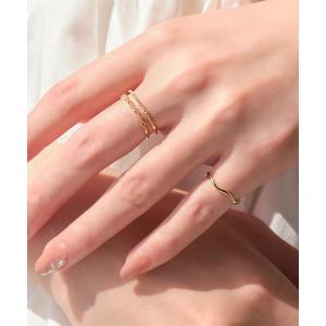 指輪 リング 「サイズ調整可能」フェミニンプレイスドビジューセットリング レディース