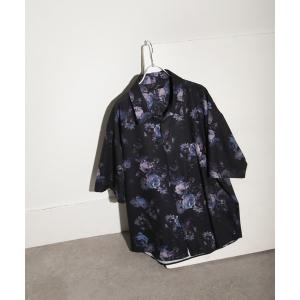 シャツ 総柄トロミ半袖オーバーサイズシャツ/柄シャツ メンズ レディース