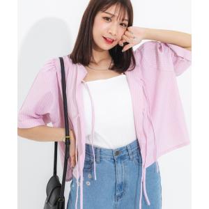 ブラウス シャツ 夏 半袖 2wayリボンシャツ レディース
