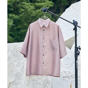 シャツ ブラウス サテンシャンブレーシャツ