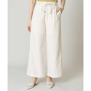 パンツ スラックス 「洗濯機で洗える」ストライプドロストワイドパンツ レディース