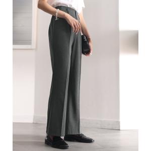 パンツ 涼しく美脚。リネンライクなセンタープレスセミフレアパンツ