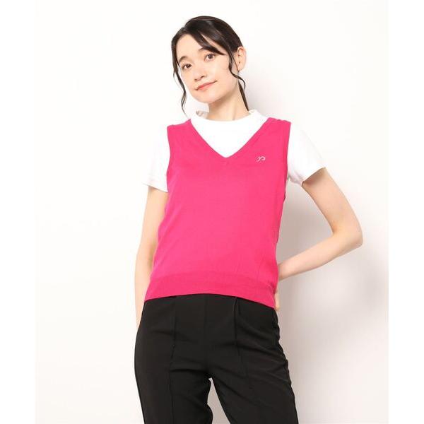 ベスト ジレ 「rienda suelta」rマーク刺繍ベスト ブラック 　ゴルフウエア レディース