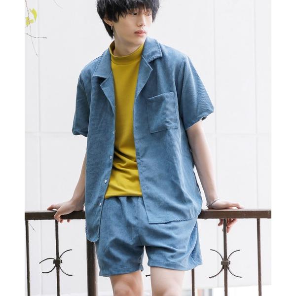 セットアップ サマーコーデュロイ スラッシュ オープンカラーシャツ / イージーショーツ セットアッ...