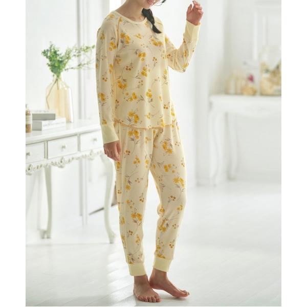 パジャマ ルームウェア 「心も体も温まる温活 ハラマキ付上下セット」ラグランスリーブワッフルプルオー...