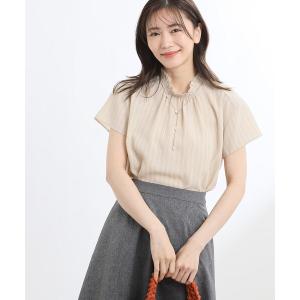 シャツ ブラウス 「洗える」ストライププリントブラウス