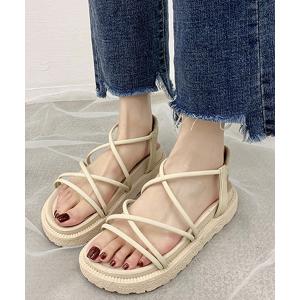 サンダル ナローストラップ厚底サンダル レディース