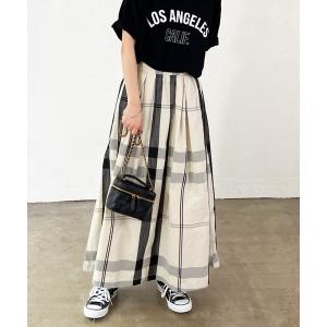 スカート 「着映えを叶える」大柄チェックロングスカート