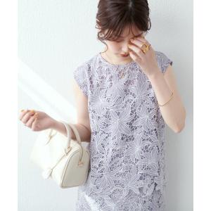 シャツ ブラウス 大人上品な1枚 配色スカラップレースブラウス