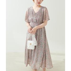 ワンピース フレアスリーブお上品ワンピース