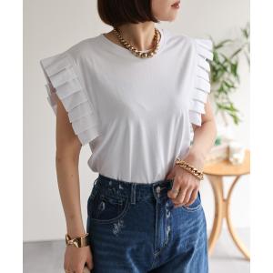 tシャツ Tシャツ ショルダープリーツTEEシャツ